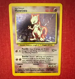 Pokemon TCG Mewtwo 10/102 Base Set Unlimited Holo Holo Rare English 1999 60 HP - Image 1