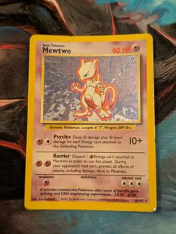 1999 Pokemon Mewtwo 010/102 Base Set Holo Rare 60 HP English Card - Image 1