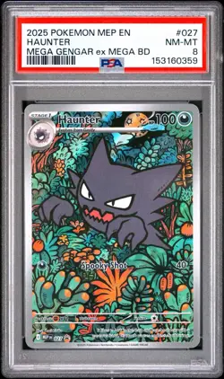 2025 POKEMON HAUNTER MEGA GENGAR EX MEGA BATTLE DECK 027 PSA 8 - Image 1