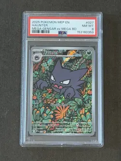 2025 POKEMON HAUNTER MEGA GENGAR EX MEGA BATTLE DECK 027 PSA 8 - Image 2