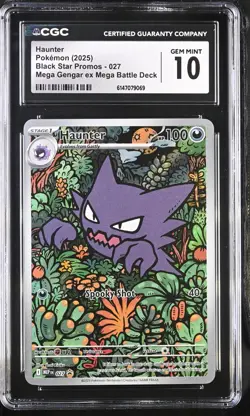 2025 Pokemon Black Star Promos #027 Haunter Mega Gengar Ex Battle Deck CGC 10 - Image 1
