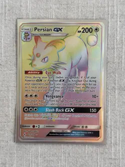 Persian GX 227/214 Unbroken Bonds Secret Rainbow Rare Pokemon Card - LP/NM - Image 1