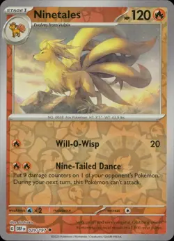 NM Reverse Holo Vulpix and Ninetales 2 Card Bundle Obsidian Flames Pokemon TCG - Image 3