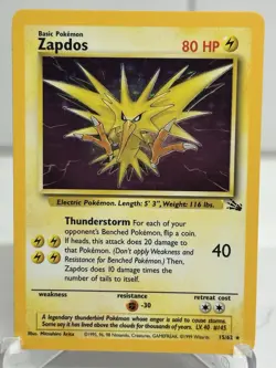 Pokemon TCG Zapdos 15/62 1999 Fossil Holo Unlimited NM WOTC Vintage - Image 1