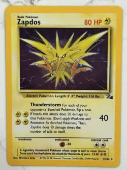 Pokemon TCG Zapdos 15/62 1999 Fossil Holo Unlimited NM WOTC Vintage - Image 2