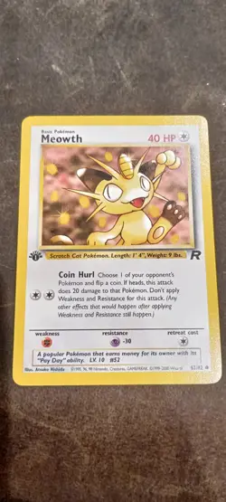 Pokemon Meowth - 62/82 - Common 1st Edition - Team Rocket NM vintage - Image 1