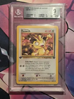 Meowth 62/82 1st Edition Team Rocket BGS 9mint Pokemon Card pop 59 - Image 1