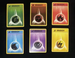 Pokemon TCG Base Set 1999 English Basic Energy Card Lot x6 Water Grass + More - Image 1