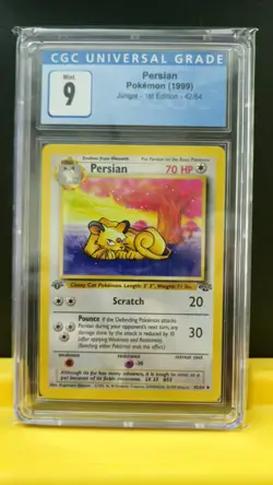 ​1999 Pokemon Jungle 1st Edition Persian #42/64 Non-Holo CGC 9 MINT WOTC - Image 1