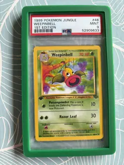 Pokemon Card 1st Edition Weepinbell PSA 9 Mint, Jungle Set 48/64, WOTC 1999 - Image 1