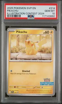 Pokemon Svp En-sv Black Star Promo 214 Pikachu Illustration Contest 2024 PSA 10 - Image 1