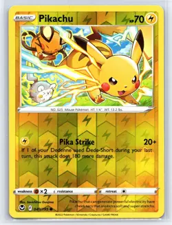 2022 Pokemon TCG - Silver Tempest - Pikachu Reverse Holo 49/195 - NM - Image 1