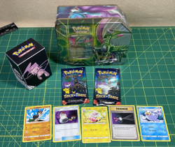 Pokemon Lot Sealed Paradox Clash Tin Iron Leaves Ex Tin + 2 Trick or trade packs - Image 1
