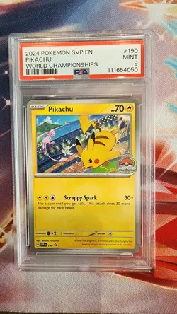 Pokemon TCG S&V World Championship 2024 Pikachu SVP190 PSA 9 - Image 1