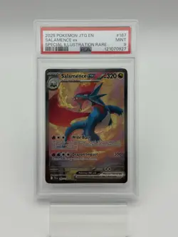 2025 POKEMON JTG EN #187/159 SALAMENCE EX SPECIAL ILLUSTRATION RARE PSA 9 MINT - Image 1
