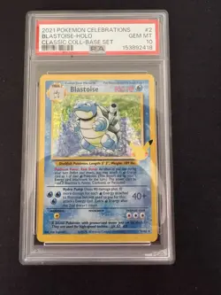 PSA 10 Blastoise 2/102 Celebrations Classic Collection Holo Pokemon TCG Card - Image 1
