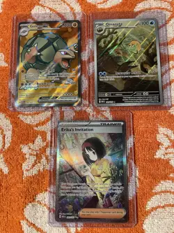 Pokemon TCG S&V 151 LOT OF 3 SIR, IR, Ultra Rare Holo NM Omanyte 180, 189, 203 - Image 1