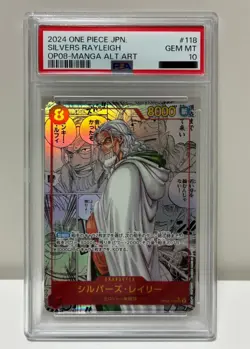 PSA 10 Rayleigh OP08-118 Manga Alt Art SEC Two Legends Japanese ONE PIECE Card - Image 1