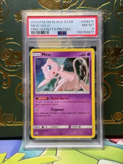 2019 POKEMON SM BLACK STAR PROMO HIDDEN FATES PIN COLLECTION MEW HOLO PSA 8 - Image 1