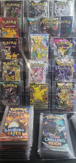 Pokemon TCG 75 Sealed Booster Pack Lot Art Sets 151 Shining Fates & More - Image 2