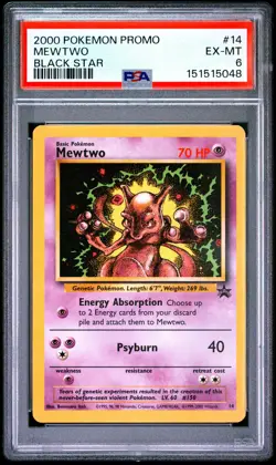 2000 POKEMON PROMO BLACK STAR #14 MEWTWO PSA 6 - Image 1