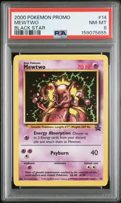 2000 POKEMON PROMO BLACK STAR #14 MEWTWO PSA 8 - Image 1