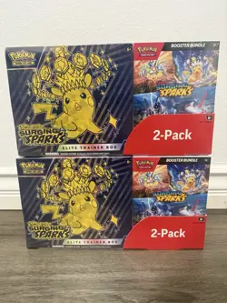 Two-pack Pokemon Surging Sparks ETB + Booster Bundle Costco x2 🔥 - Image 1