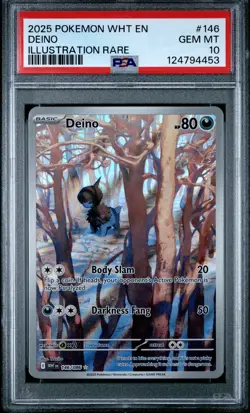 2025 Pokemon Wht En-White Flare #146 Deino Illustration Rare PSA 10 - Image 1