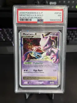 2008 Pokemon Diamond and Pearl Black Star Promo Holo Mewtwo Lv X #DP28 PSA 7 - Image 1