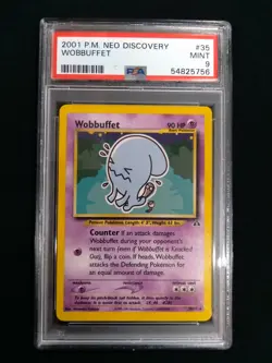 2001 P.M. Pokemon Neo Discovery WOBBUFFET #35 MINT Graded PSA 9 - Image 1