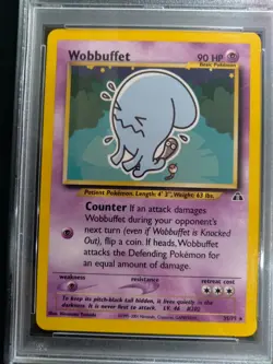 2001 P.M. Pokemon Neo Discovery WOBBUFFET #35 MINT Graded PSA 9 - Image 2