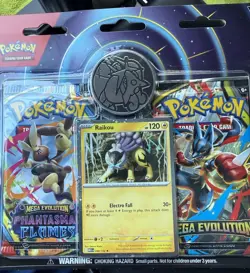 6- Pokemon Mega Evolution & Phantasmal Flames 2 Pack Blister Raikou - Sealed New - Image 2