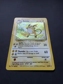 Pokemon TCG Raichu Base Set Holo Rare Card 14/102 Vintage Creased/ Damaged - Image 2