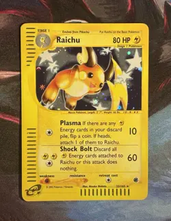 Pokemon TCG Raichu 25/165 Expedition Base Set Holo Rare Vintage 2002 Near Mint - Image 1
