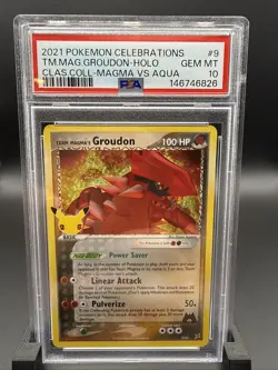 2021 POKEMON CELEBRATIONS CLASSIC COLL. TEAM MAGMA'S GROUDON HOLO #9 PSA 10 - Image 1