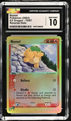 2003 Pokemon TCG Numel EX Dragon 70/97 Reverse Holo Common CGC 10 Gem Mint - Image 1