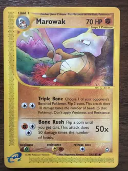 MINT Pokemon Card Marowak Aquapolis 54/147 Uncommon Regular 2002 - Image 1
