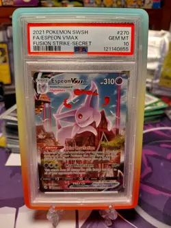2021 POKEMON FUSION STRIKE #270/264 ESPEON VMAX SECRET ALT ART PSA 10 With Guard - Image 1
