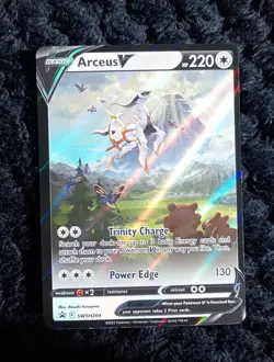 Pokemon TCG Arceus v SWSH204 Holo Black Star Promo NM- Bad Centering - Image 1