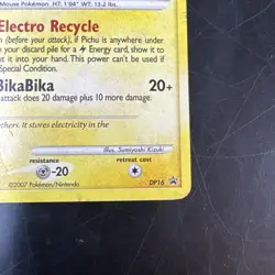 Pokemon TCG Pikachu DP16 Black Star Promo Holo Basic English 2007 60 HP - Image 4