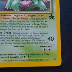 WOTC Pokemon Black Star Promo Venusaur 13 NM-MTU Holo Rare vintage 2000 - Image 2