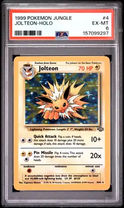 1999 Pokemon Jungle #4 Jolteon-Holo PSA 6 - Image 1