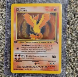 Pokemon TCG WOTC Moltres 12/62 Fossil 1st Edition Holo Rare English 1999 LP - Image 1