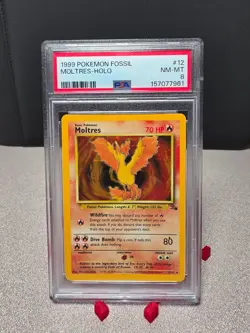 Moltres Holo 12/62 Fossil Pokemon TCG PSA 8 - Image 1