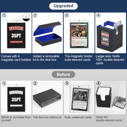 5 in 1 Card Deck Box with Display Fits 400+ Sleeved Cards TCG Storage with Dice - Image 2