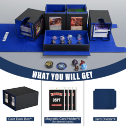 5 in 1 Card Deck Box with Display Fits 400+ Sleeved Cards TCG Storage with Dice - Image 5