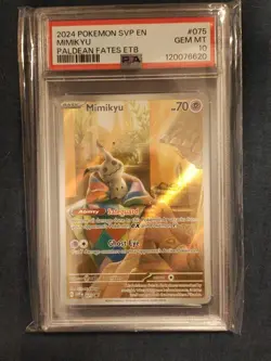 2024 Pokemon Mimikyu Paldean Fates ETB PSA 10 Gem Mint Card - Image 1