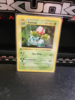 RARE SHADOWLESS UNCOMMON POKEMON CARD 1ST EDITION 1 STAGE 1 IVYSAUR 60 HP 30/102 - Image 1