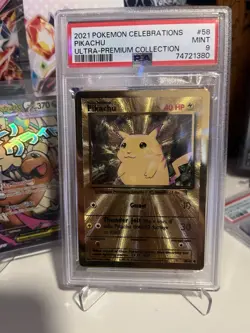 2021 Pokemon Celebrations Pikachu Metal Card 58 Promo Ultra-Premium PSA 9 - Image 1