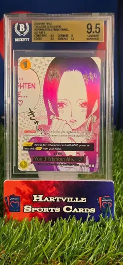 One Piece CCG You'll Frighten Me… Azure Sea's Seven Alt Art OP14-118 BGS 9.5 - Image 1